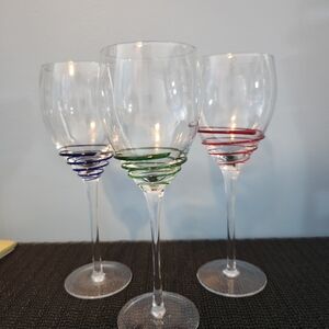 Pier 1 Multicolor Spiral Wine Glass Set